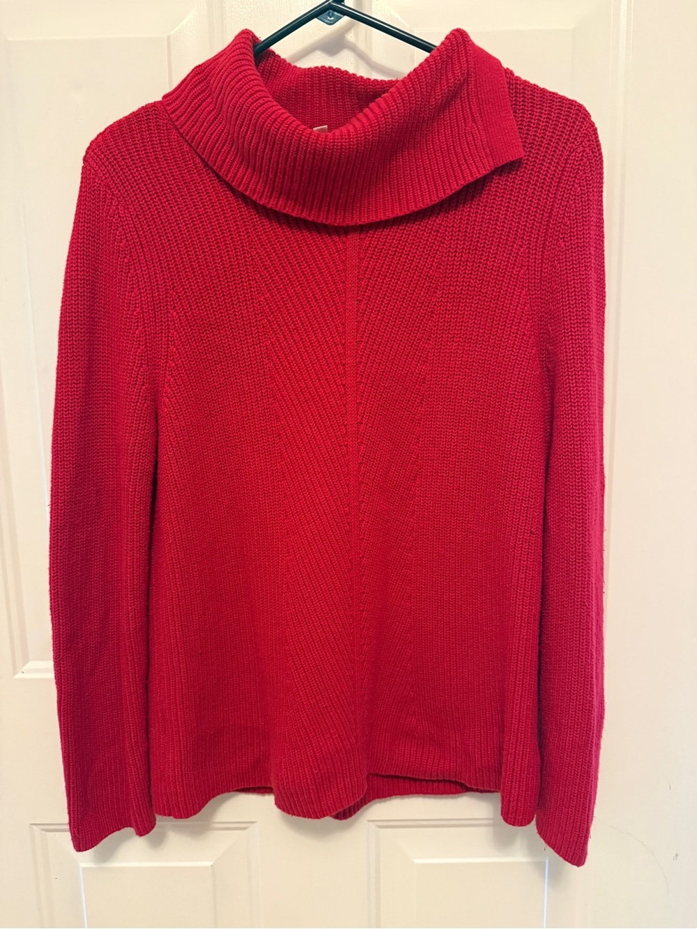 Talbots Red Cowl-Neck Ribbed Sweater